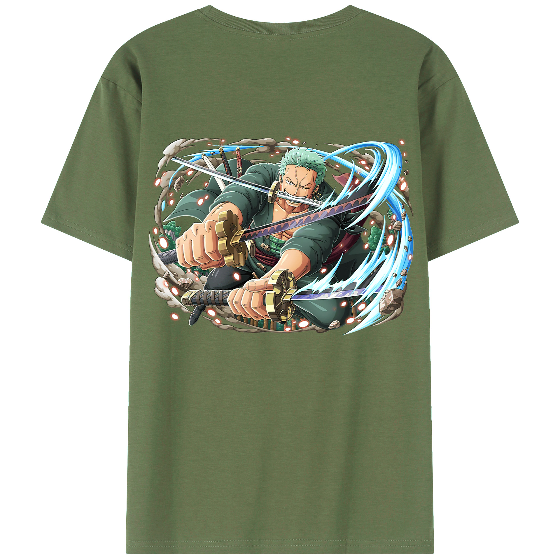 ワンピース ロロノア・ゾロ ONE PIECE Roronoa Zoro 綿100％ メンズ半袖Tシャツ（バックプリント） 通気性
